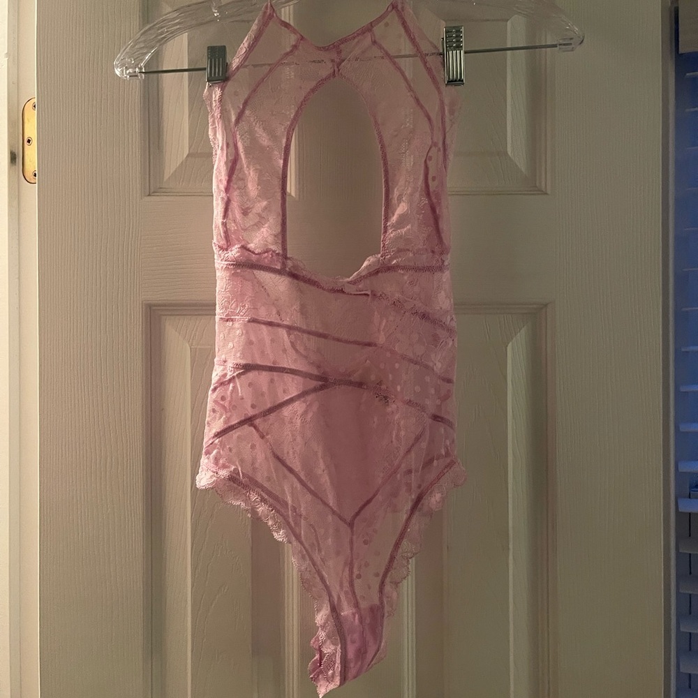 NWOT Pink Lace Bodysuit